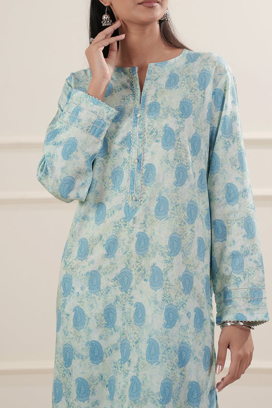 Printed Slub Cotton Stitched Shirt