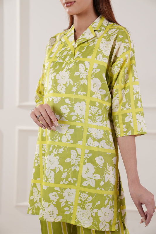Printed Cotton Viscose Stitched 2 Piece (Shirt/Trouser)