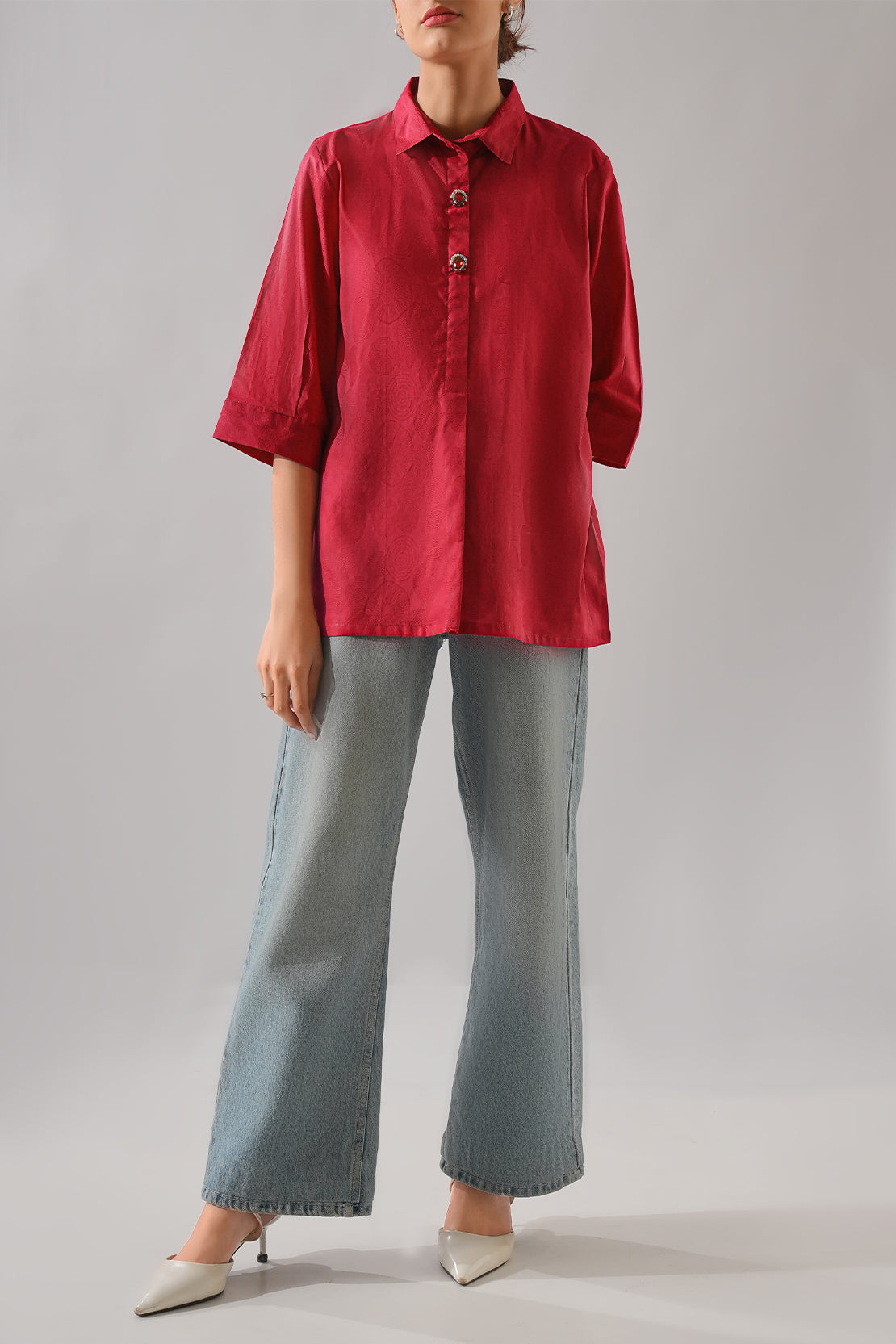 Self Jacquard Stitched Shirt