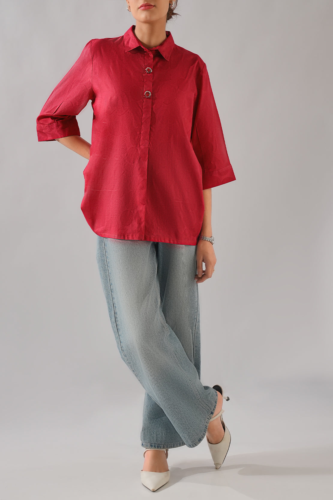 Self Jacquard Stitched Shirt