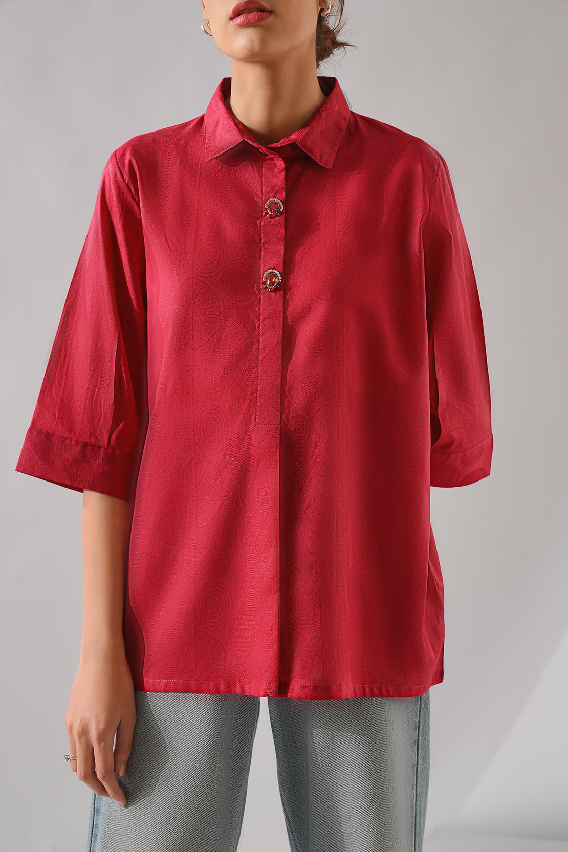 Self Jacquard Stitched Shirt