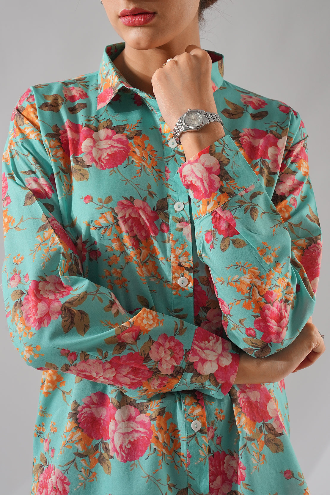 Printed Cambric Stitched Shirt