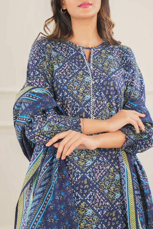 Unstitched Printed Lawn 3 Piece