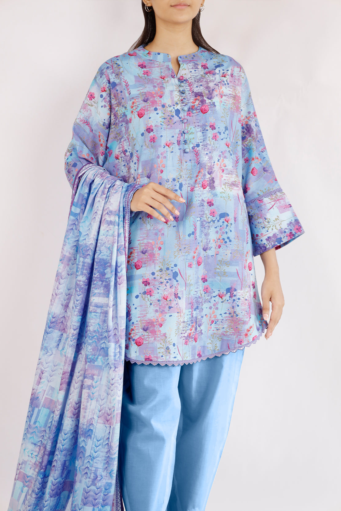 Unstitched Printed Arabic Linen 3 Piece